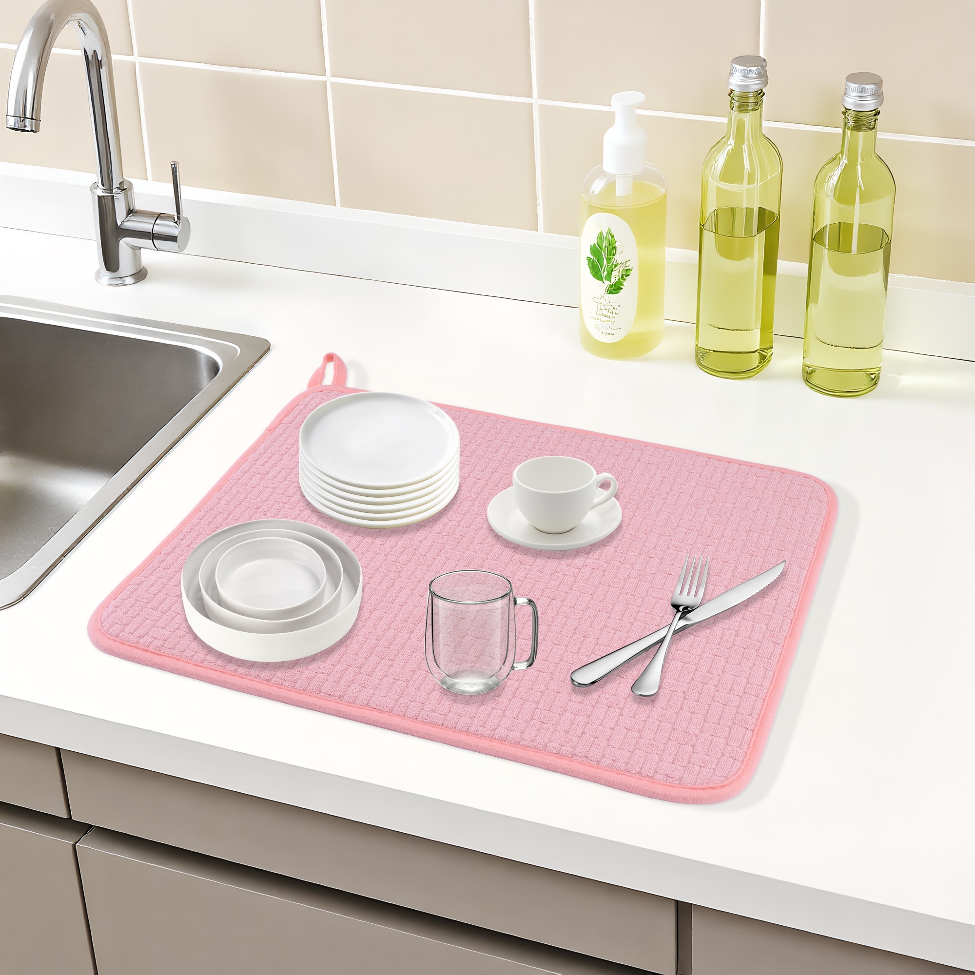 Dish Drying Mat, Absorbent Microfiber Kitchen Mat, Stone Drying Mat for Kitchen Counter