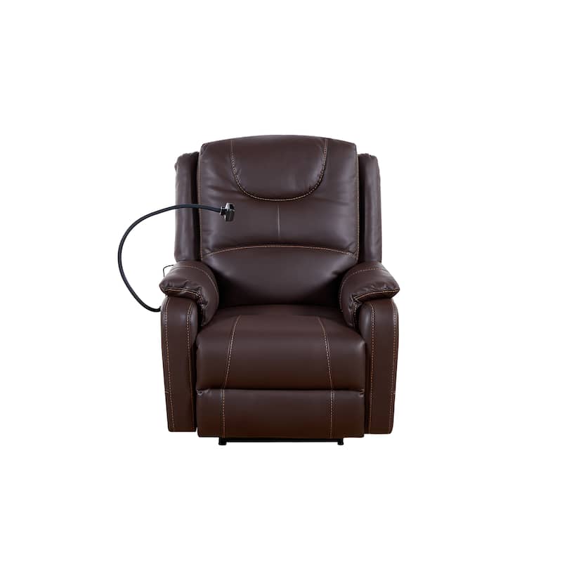 Black Power Recliner Chair with 139° Recline, Massage, Heat, OKIN Motor, USB Ports, Phone Holder, and Side Storage