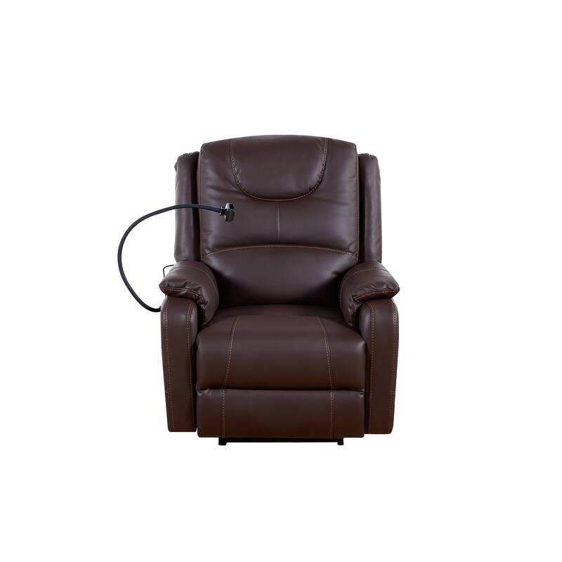 Brown Zero Gravity Power Recliner with Massage, Heating and Phone Holder, Side Pockets, USB Charge Ports