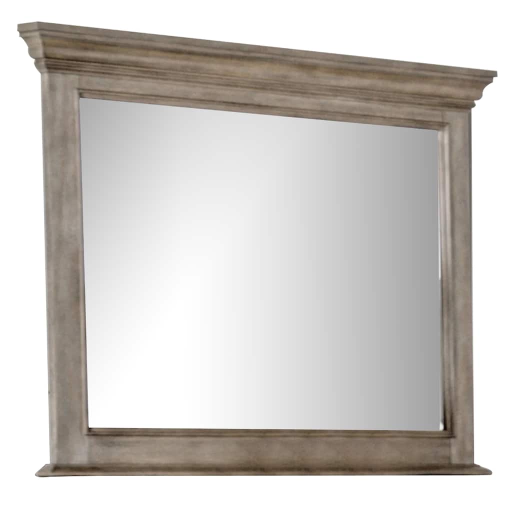Zea Vanity Dresser Mirror, Elegant Crown Moldings in Aged Oak Brown - Aged Oak Brown
