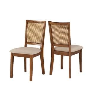 Eleanor Beige Linen Rattan Dining Chairs (Set of 2) by iNSPIRE Q Classic