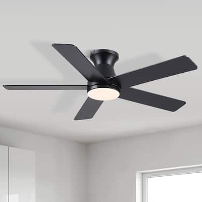 46"/52" Inches Flush Mount Modern Quiet Ceiling Fan with Light and Remote,5 Blades,for Living room,Bedroom