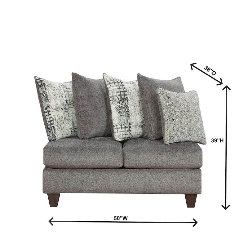 Roundhill Furniture Davoz Upholstered Armless Loveseat, Tori Slate - N/A