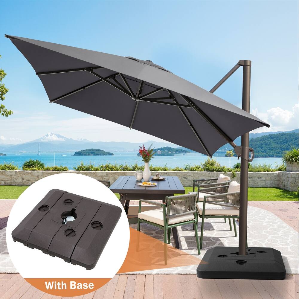 10 X 13FT Outdoor Patio Cantilever Umbrella with Offset Umbrella Base