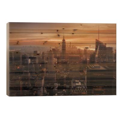 Manhattan's light Print On Wood by Jorge Ruiz Dueso - Multi-Color