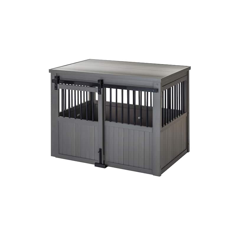New Age Pet™ ECOFLEX® Homestead Sliding Barn Door Dog Crate - Large - Grey