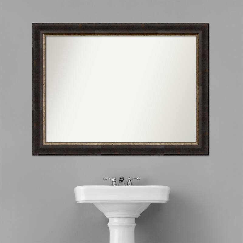 Non-Beveled Bathroom Wall Mirror - Varied Black Frame - Varied Black