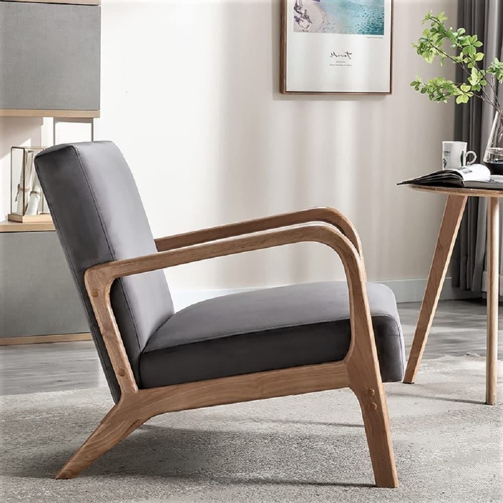 Sand & Stable Hertford Upholstered Linen Blend Accent Chair with Wooden  Legs and One Pillow & Reviews