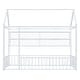 preview thumbnail 52 of 70, Twin/Full Size Metal House Floor Bed with Storage Shelves and Fence Guardrails, Montessori Bed House Bed Frame with Metal Grid