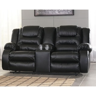 Vacherie Reclining Loveseat with Console Black