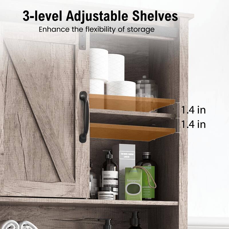 Pellebant Over-the-Toilet Storage Cabinet Space Saver Bathroom - 66.54" H x 27.17" W x 9.06" D
