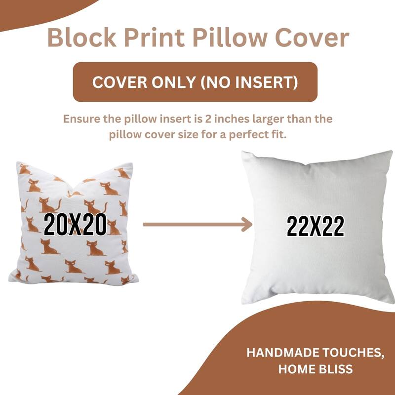 Fabdivine Handmade Block Print Cotton Green Pillow Cover, Pumpkin