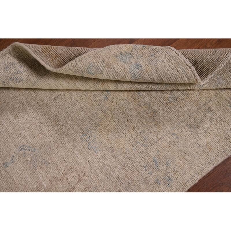 Earth Tone Oushak Vegetable Dye Runner Rug Hand-Knotted Wool Carpet - 2'11" x 9'8"