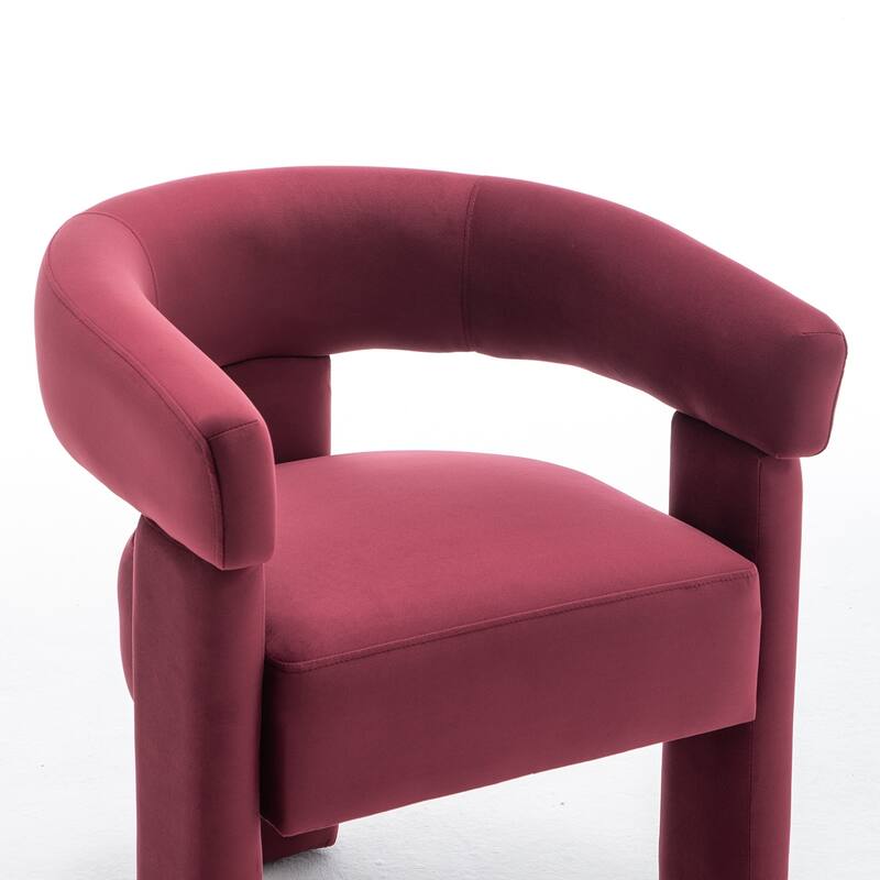 SEYNAR Modern Velvet Accent Chair Set of 2, Upholstered Barrel Armchair with Curved Back and Thickened Padded Seat