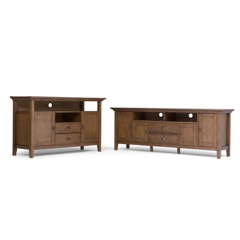 WYNDENHALL Mansfield SOLID WOOD 72 inch Wide Transitional TV Media Stand For TVs up to 80 inches - 72'' W x 16.5'' D x 26'' H