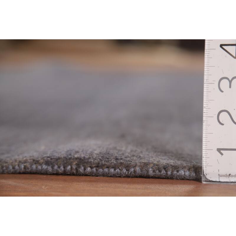 Striped Gray Blue Gabbeh Modern Area Rug Hand-Knotted Wool Carpet - 5'5"x 8'1"