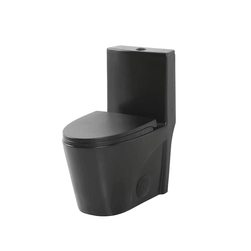 Fine Fixtures Dual-Flush Elongated One-Piece Toilet with High Efficiency Flush - Matte Black