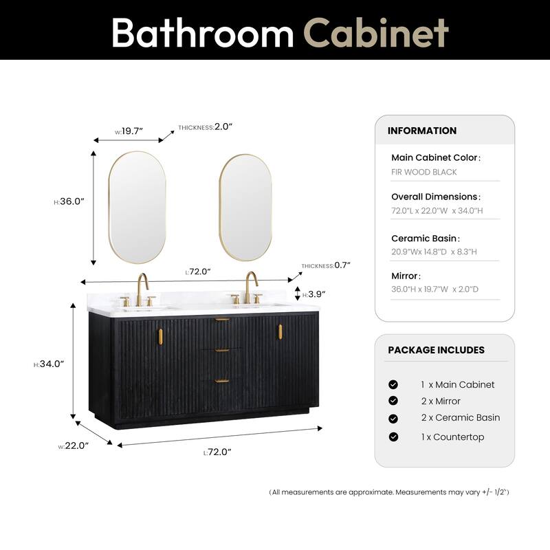 Cadiz Bath Vanity with Composite Stone Top and Mirror