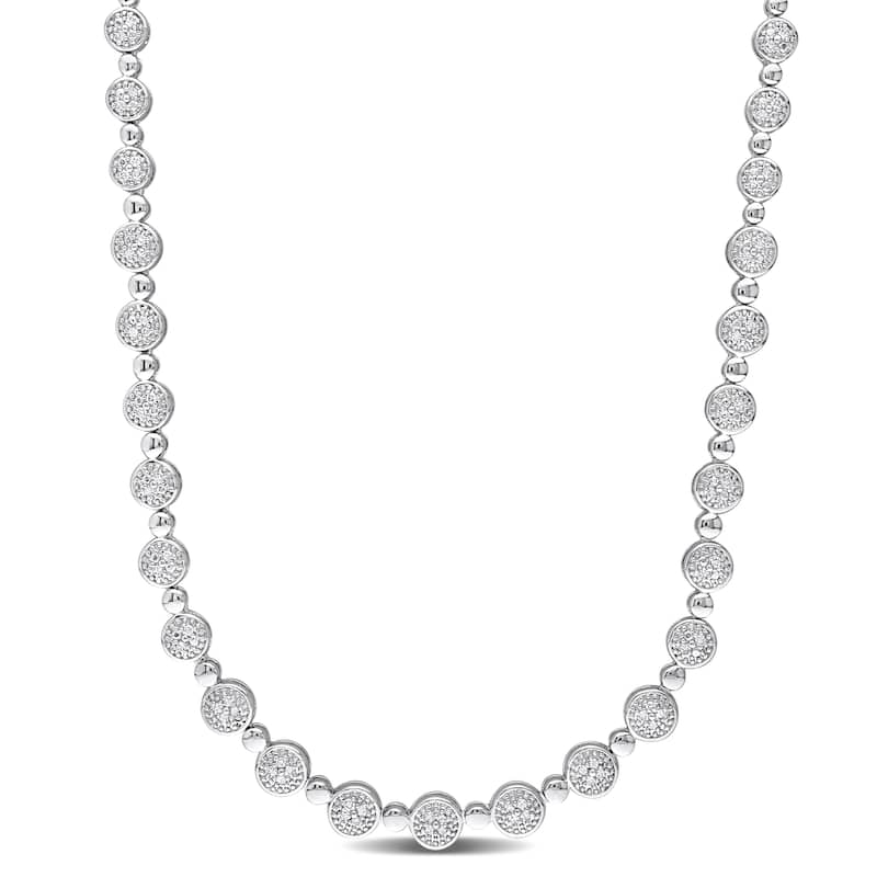 Miadora 1ct TDW Diamond Tennis Necklace in Sterling Silver
