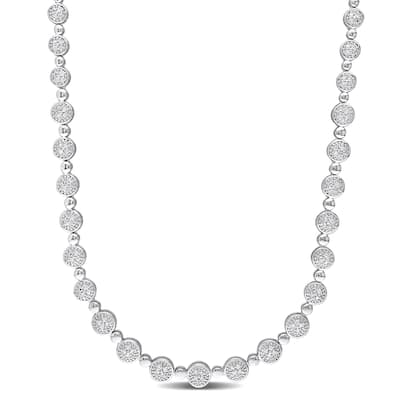 Miadora 1ct TDW Diamond Tennis Necklace in Sterling Silver