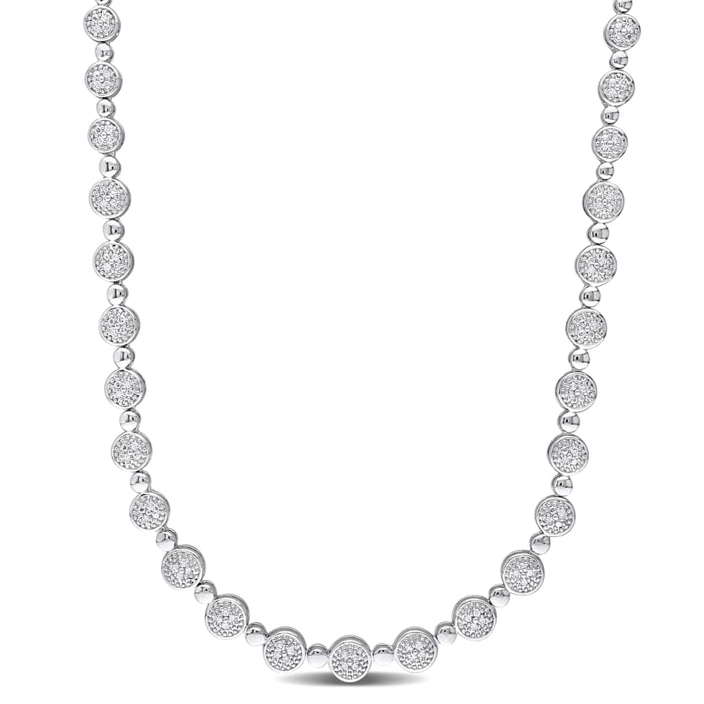 Miadora 1ct TDW Diamond Tennis Necklace in Sterling Silver