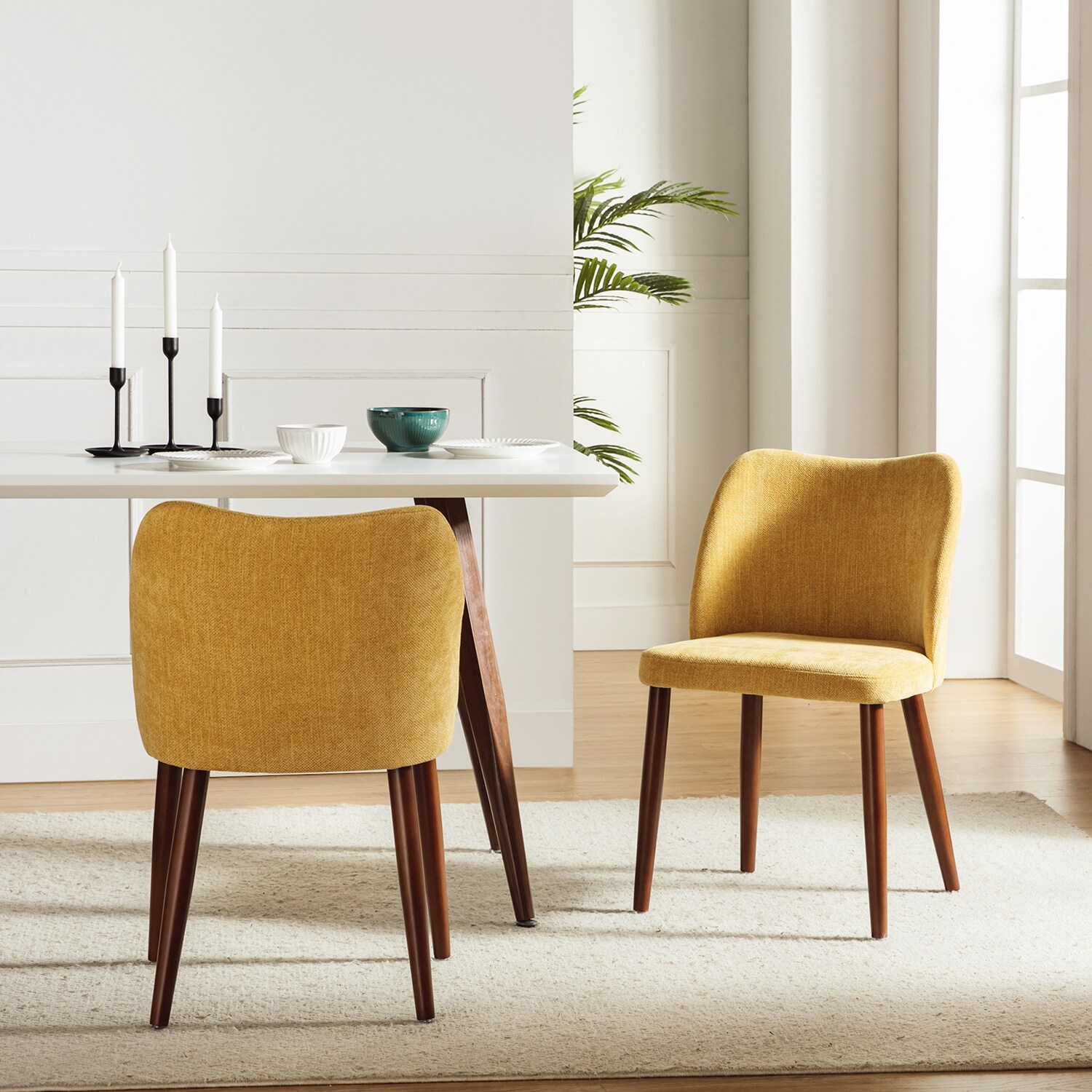Melisa Upholstered Solid Wood Dining Chair Set of 2 by HULALA HOME