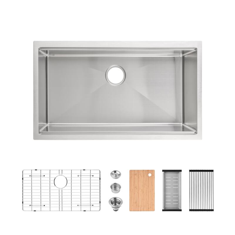 Kitchen Sink Multifunctional undermount Flying Rain Waterfall Stainless Steel Handmade Modern Single Bowl