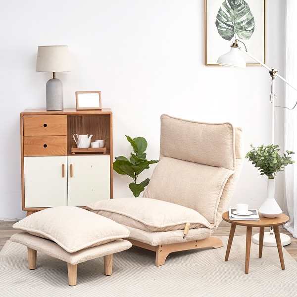Beige Lazy sofa balcony leisure chair bedroom sofa chair