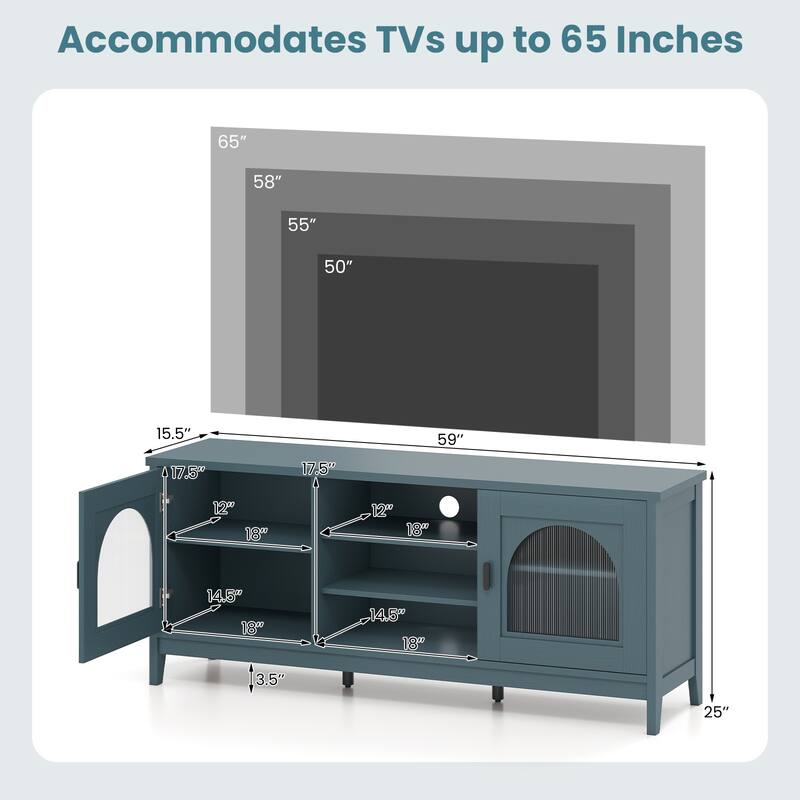 Gymax Farmhouse TV Stand for TVs up to 65'' Modern Vintage TV Cabinet