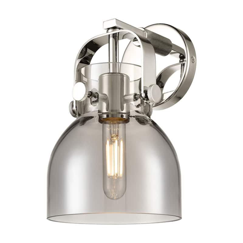 Innovations Lighting 423-1W-5-7 Pilaster II Bell Sconce Pilaster II - Polished Nickel / Plated Smoke