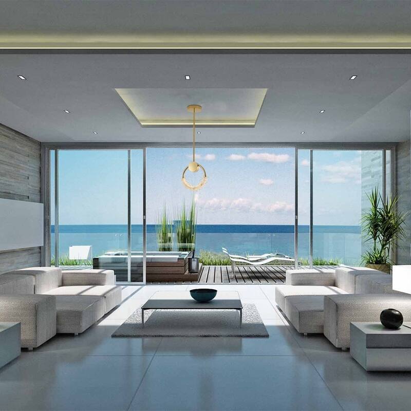 Gold Stainless Steel LED Single Pendant Lighting with Crystal Beading