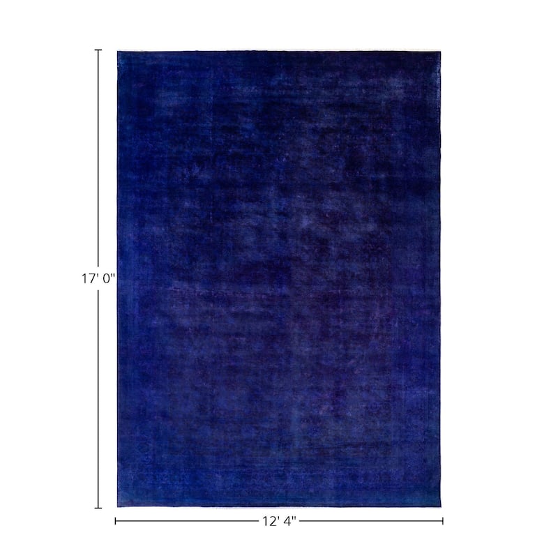 Overton Hand Knotted Wool Vintage Inspired Modern Contemporary Overdyed Purple Area Rug - 12' 4" x 17' 0"