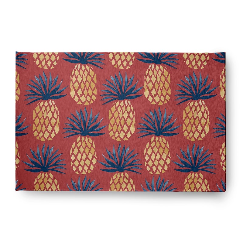 Pineapple Stripes Indoor/Outdoor Rug - Ligonberry Red - 4' x 6'
