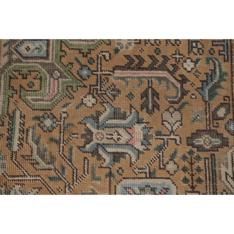 Hand Knotted Oriental 100% Wool Carpet Traditional Medallion Oranges & Rust Tabriz Area Rug - 9' 7'' X 6' 5''