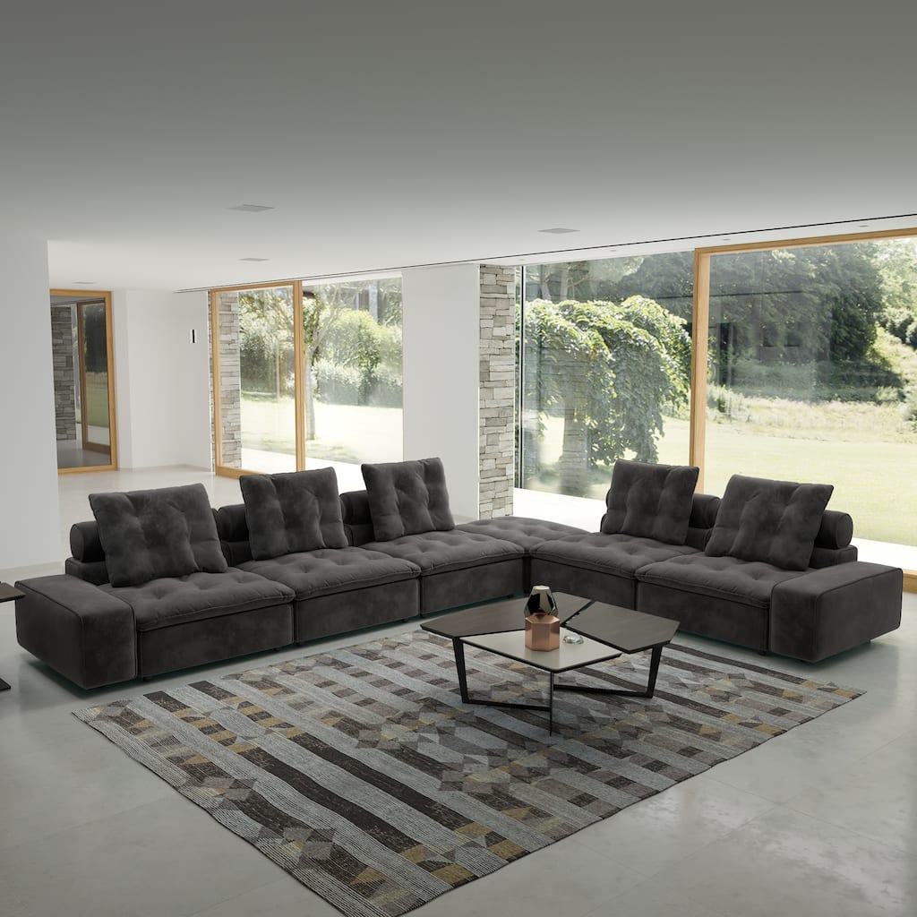 161.44" Corner Sectional Sofa Couch Large 5 Seater Cloud Couch with Ottoman Miami Sofa