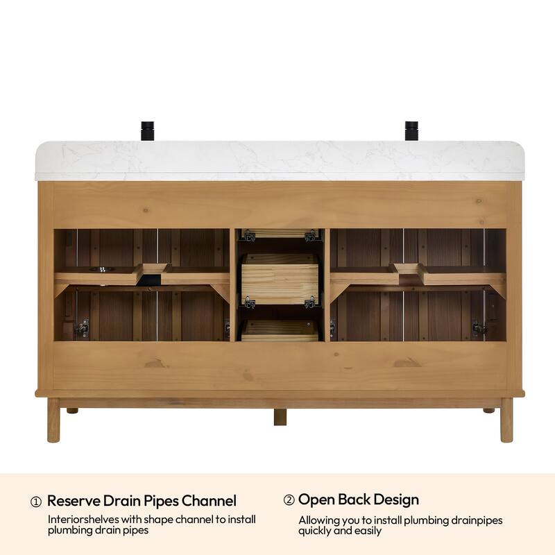 Miseno MV-SEOU60M-GWT Seoul 60" Free Standing Double Basin Vanity Set