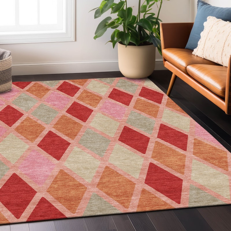 Machine Washable Indoor/ Outdoor Chantille Prism Diamond Rug