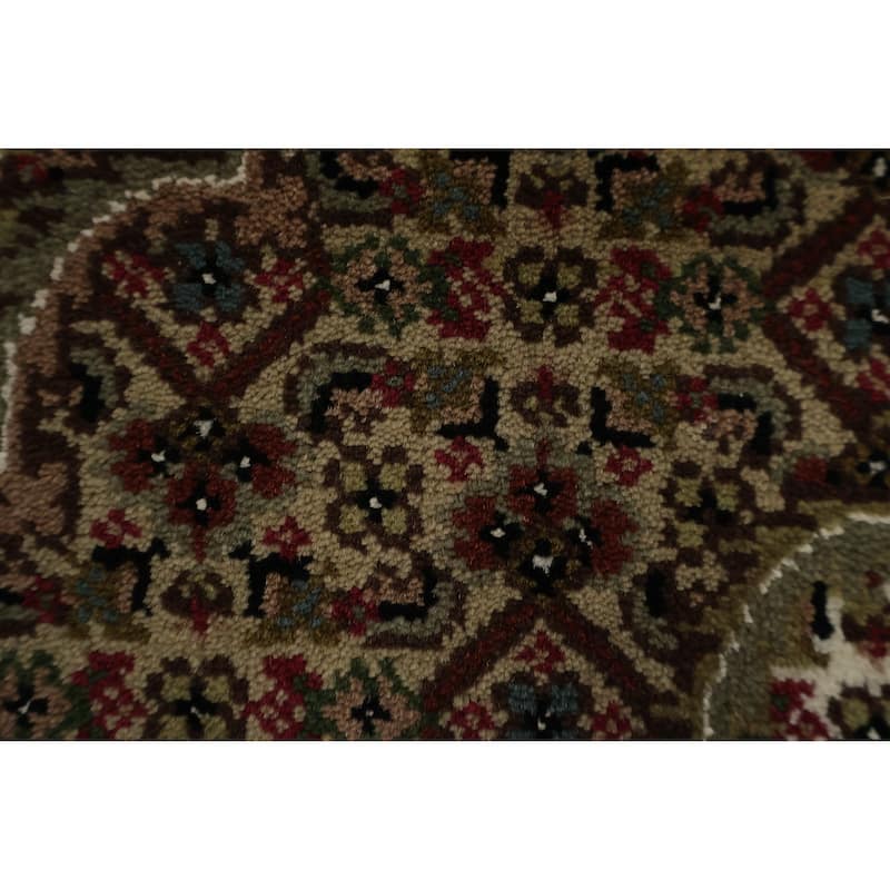 Hand Knotted Oriental 100% Wool Carpet Traditional Medallion Beige & Ivories Tabriz Area Rug - 6' 0'' X 4' 0''