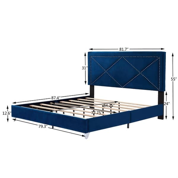King Bed with Wooden Slats and Metal Legs Bed Bath & Beyond 36603289