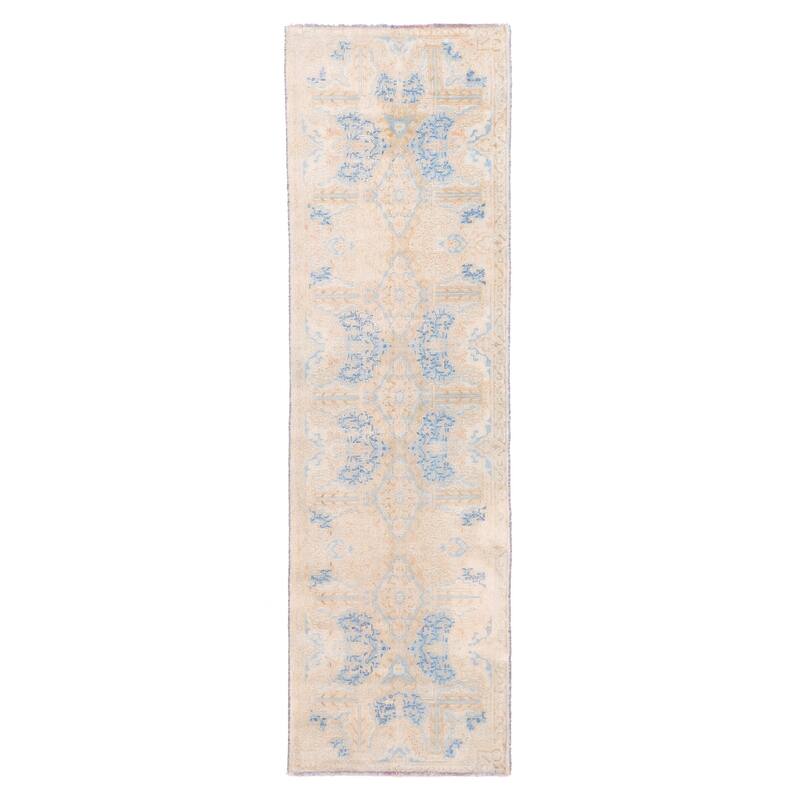 ECARPETGALLERY Hand-knotted Antalya Vintage Beige Wool Rug - 2'9 x 9'6