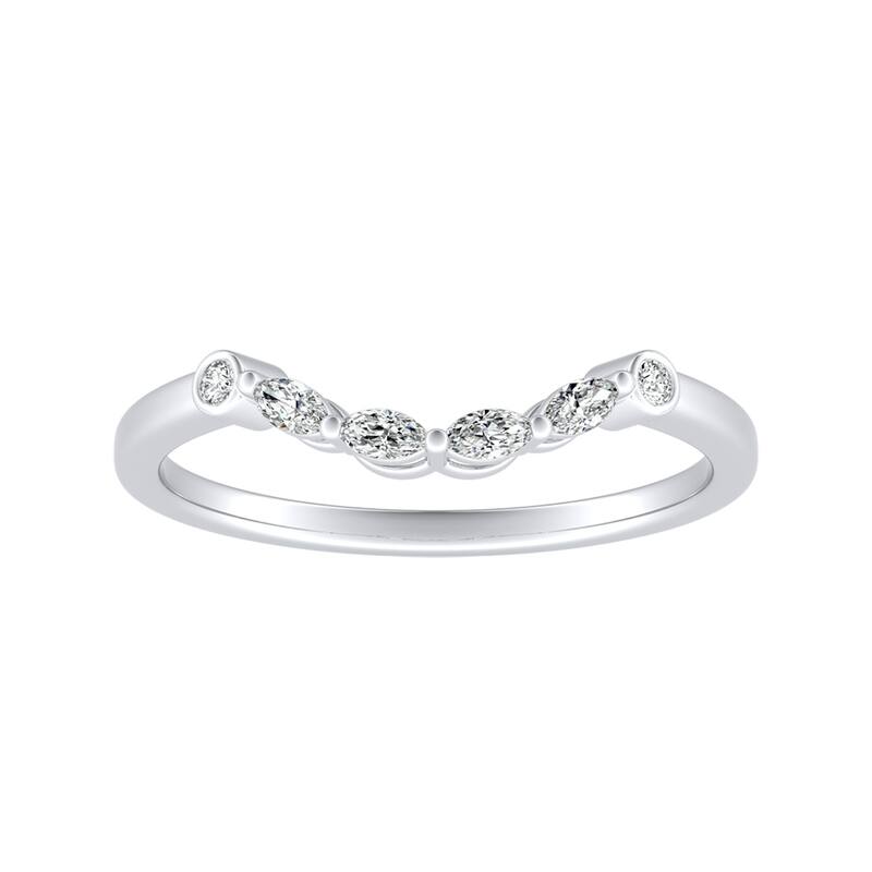 Auriya 1/10ctw Vintage Contoured Diamond Wedding Band 14k Gold