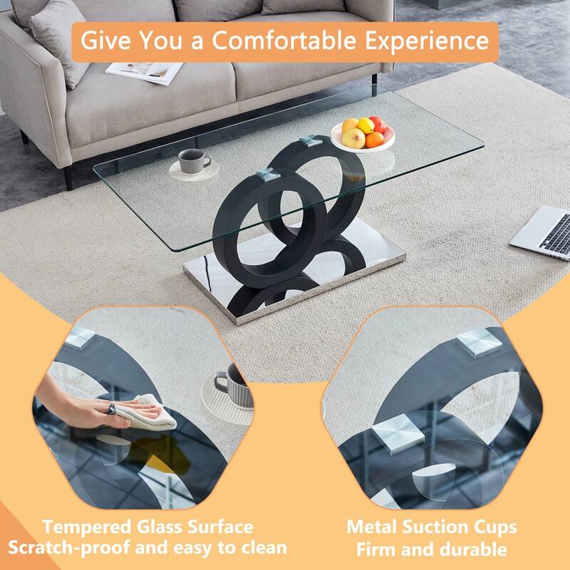 Glass Top Coffee Table with MDF Base for Living Rooms and Lounge Areas