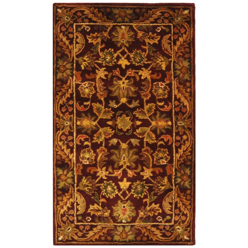 SAFAVIEH Handmade Antiquity Manerva Traditional Oriental Wool Rug - 2'3" x 4' - Wine/Gold