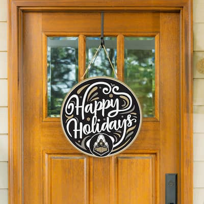 Purdue University 18" x 18" Happy Holidays Door Décor Wall Sign - 18" x 18"