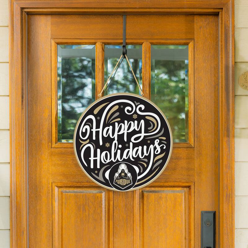 Purdue University 18" x 18" Happy Holidays Door Décor Wall Sign - 18" x 18"