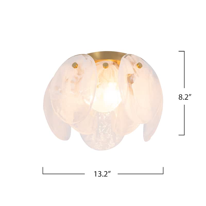 Artcraft Lily 3-Light Semi Flush Mount - Brushed Brass Finish