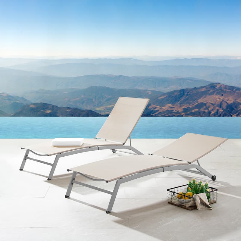 Corvus Antonio Outdoor Contemporary Sling-Fabric Adjustable Chaise Lounge