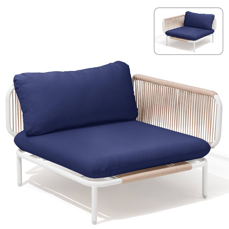 Pellebant Outdoor Sectional Sofa Patio Conversation Seating Set - Set of 1 - NavyBlue-1PCwith2Armrest
