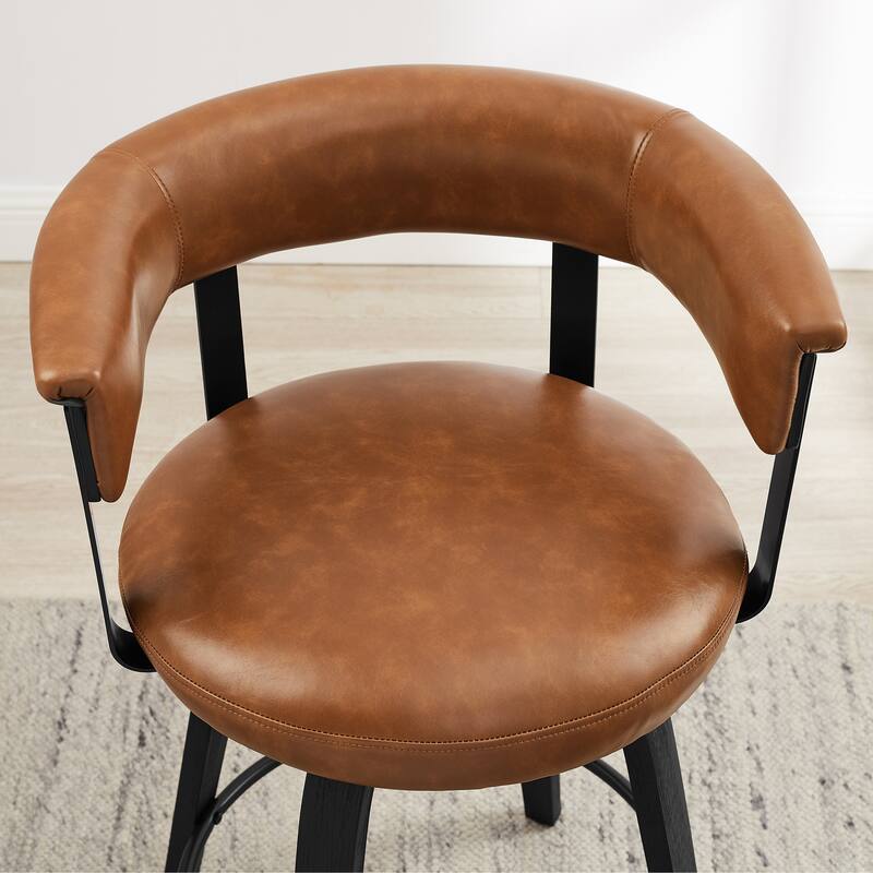 Art Leon Swivel Bar Stool Counter Height Chair with Wood Frame(set of 2)