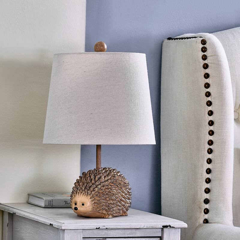 18.5" Brown Textured Resin Hedgehog Table Lamp - 11" x 11" x 18.5"
